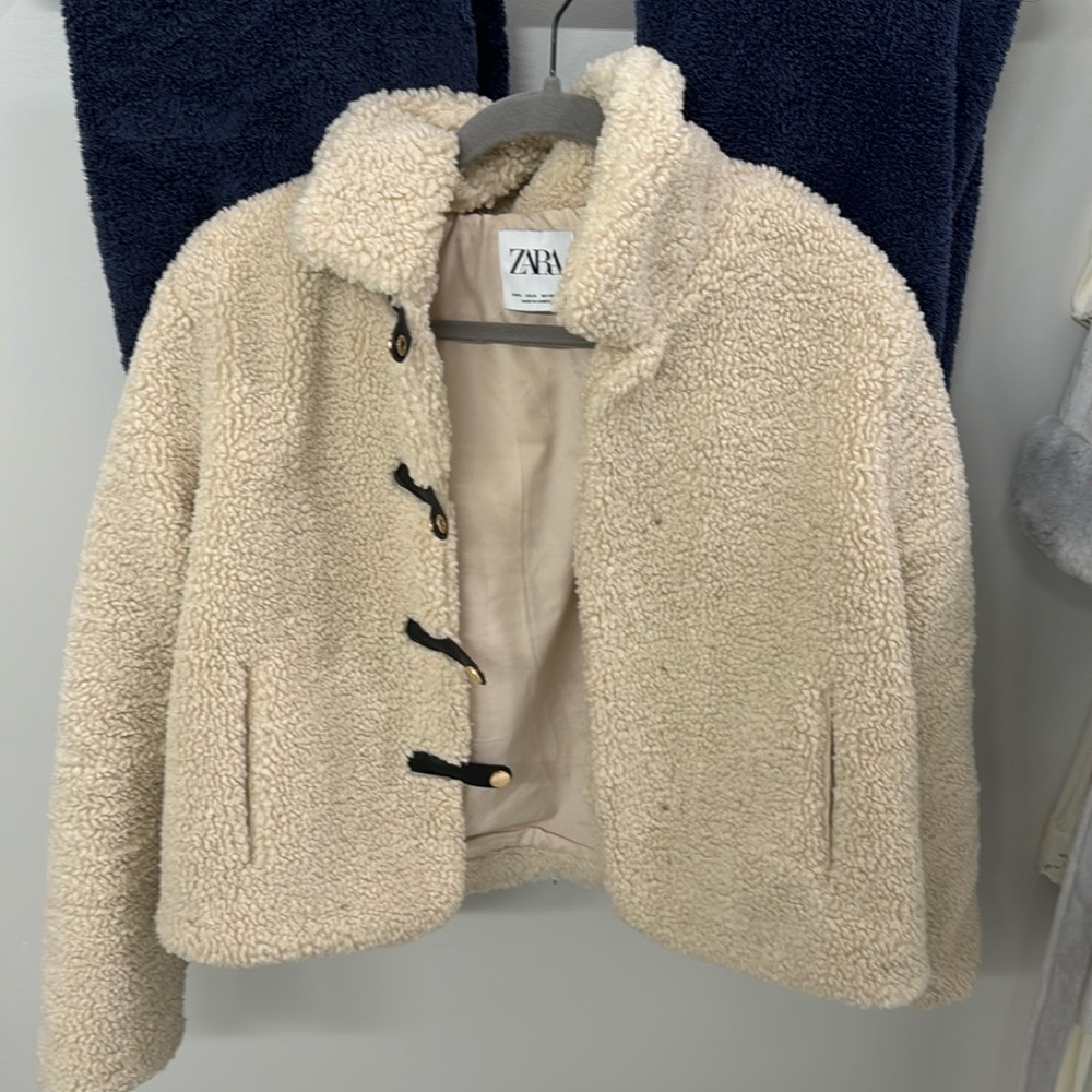 zara teddy coat size small